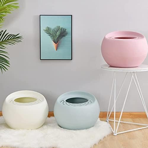 Top Entry Type Cats Litter Box Round Large Semi Enclosed Plastic Cat Litter Tray Easy Clean No Smell Clean Supplies for Cat Easy Clean No Smell Litter Box Furniture (Colour: A) (Pink)