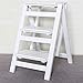 AGWa Hölzerne 3-Leiter-Leiter Klappleiter-Treppenhocker Multifunktionaler Leiterhocker Innenleiter Doppelte kleine Leiter Haushaltsleiter 42X56X65.5Cm Treppenhocker,Weiß