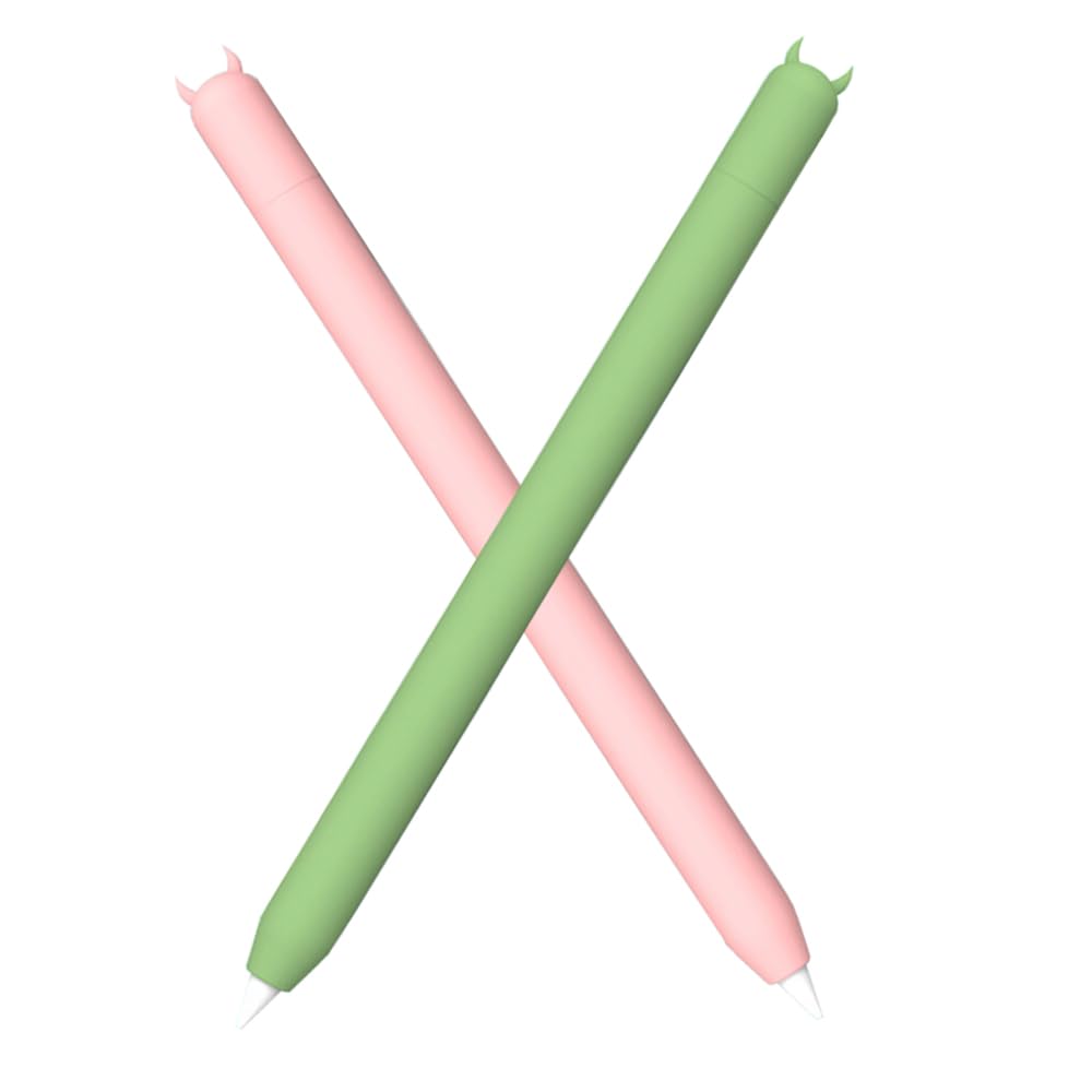 Mizi (2 Pack) Case for Apple Pencil 2nd Generation & Apple Pencil Pro (2024) Cover Premium Silicone Sleeve Skin, USB Charging/Double Tap & Attaching Magnetically - (Pink/Green)-image-8