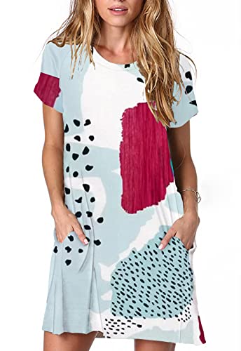Image of Alaster Women's Casual Summer T Shirt Dress Loose Short Sleeve Tunic Dress with Pocket for Women