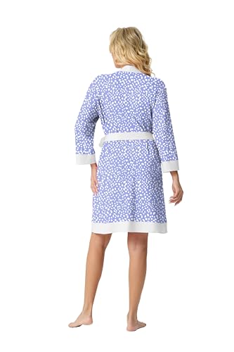 Image of PrinStory Womens Robe Knit Kimono Bathrobe Lightweight Soft Sleepwear Knee Length Lounge Robes
