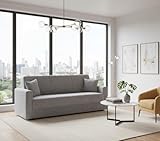 Dmora Divano Letto 3 posti Pinto, Divano Letto Contenitore lineare, Sofà da Soggiorno in Tessuto Imbottito con Apertura Click-clack, 212x80h87 cm, Grigio