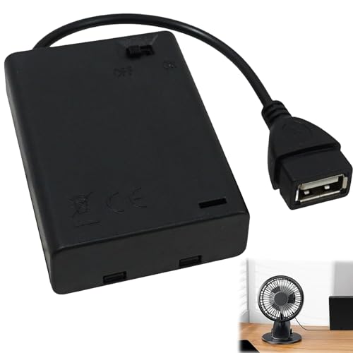 Zeitgeber Batterie Box 3AA Batteriehalter mit USB-Buchse,5V Batteriebox mit Ein/Aus Schalter,Wandelt USB-Leuchten in Batteriebetrieb um,offenem/geschlossenem USB-Kabel für LED(ohne Batterien)