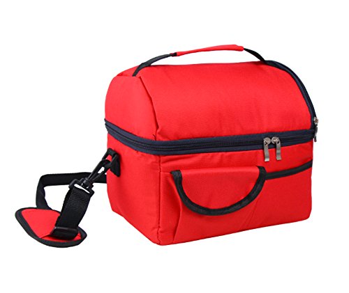 Elonglin 8L Insulation Bag Portable Double Thicken Heat Preservation Coler Bag Waterproof 600D Oxford Ice Pack for Lunch Travel Picnic Breast-feeding Red