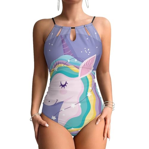 Maillot de bain contrôle ventre femme rose licorne beachwear