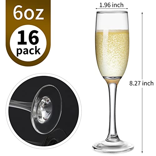16Pack Champagne Glasses, 6 Ounce Champagne Flute, Lead-Free Drinkware, Clear, Lead-Free Drinkware, Clear #TOP1