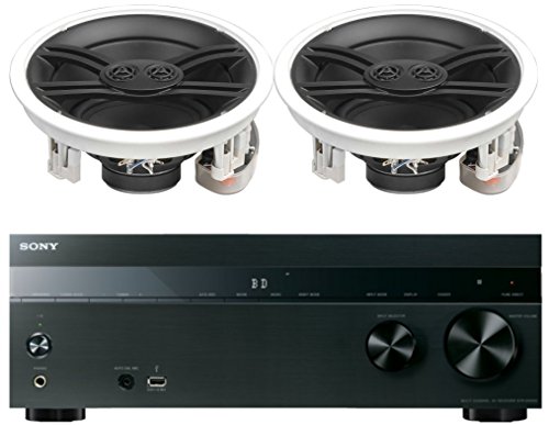 Sony 5.2-Channel 725-Watt 4K A/V Home Theater Receiver + Yamaha Natural Sound Custom Install 3-Way in-Ceiling 120-Watt Speakers (Pair)