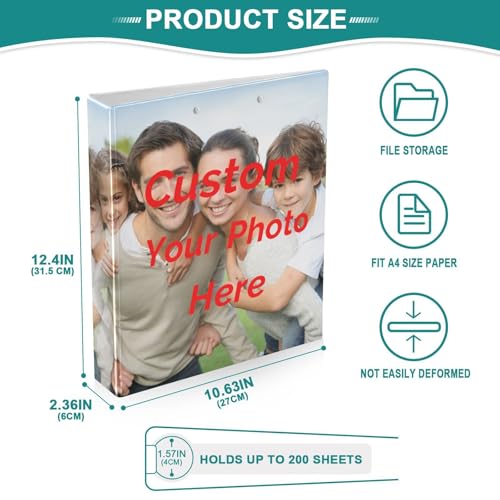 Image of Custom Binder Personalized with Phone 3 Ring Binder with 2 Interior Pockets and Clipboard 1.5 inch Binders 3 Ring Heavy Duty Fit 8.5 inch x 11 inch Letter Size for Office School, 2 Pack
