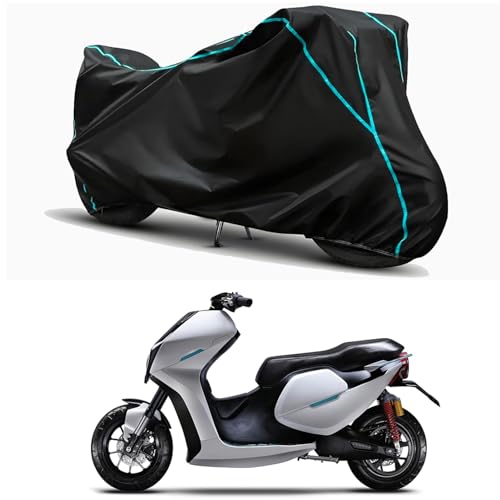 Image of Waterproof Bike Body Cover Compatible for | Everve EF1 STD | Taffeta Fabric, Sky Piping Design, Bottom Elastic Fit | Dustproof, Sun UV & Rain Protection for All Weather.