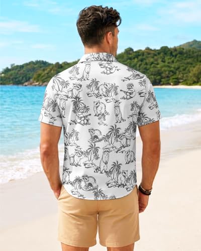 Image of 99TIMORO Fathers Funny Mens Hawaiian Shirt, Movie Button Down Short Sleeve Top, Father Day Summer Gifts