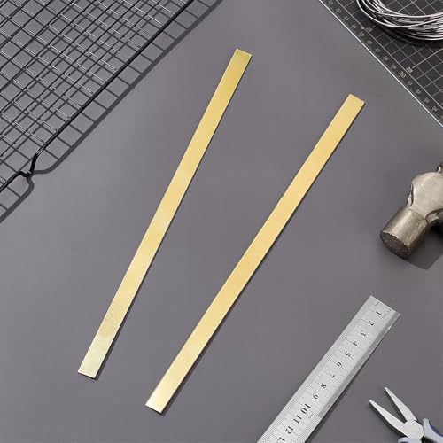 PH PandaHall 4 Stück Messing Flachstangen Quadrat Metall Massiv Messing Stangen 30cmx13.5mmx1.5mm Massiv Flach Walzmaterial für DIY Handwerk Modellbau
