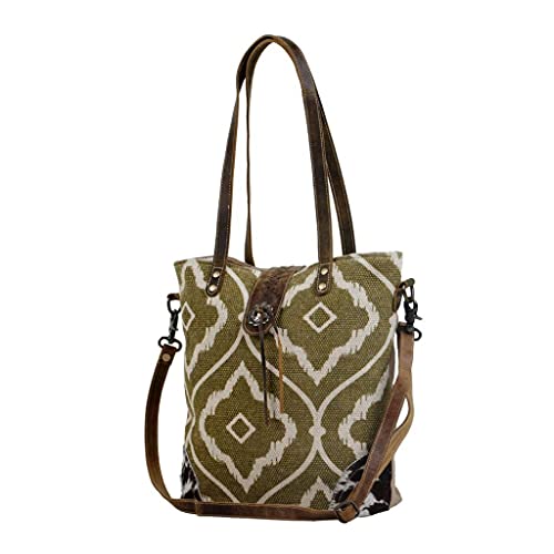 Myra Bag Aesthetic Shoulder Bag Upcycled Cotton & Leather S-28092