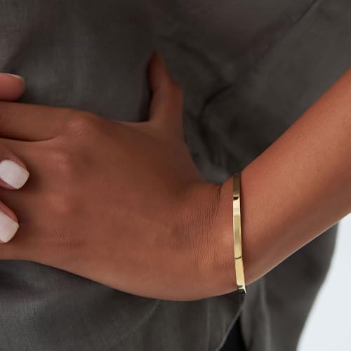 Gold/Silver/Black Bangle Bracelets for Women, 18K Gold Plated Oval Bangles Gold Bracelet for Women Trendy, Stackable Friendship Bracelets Love Bracelet Bangle Christmas Birthday Gifts2