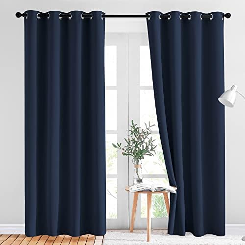 NICETOWN Blackout Curtain Panels 84 - Window Treatment Energy Saving Thermal Insulated Solid Grommet Blackout Drapes for Living Room (Navy, 1 Pair, 52 by 84-Inch)