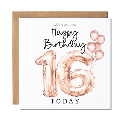 Maise & Rose 16th Birthday Card For Girl Sweet 16 Birthday Balloon Card 193