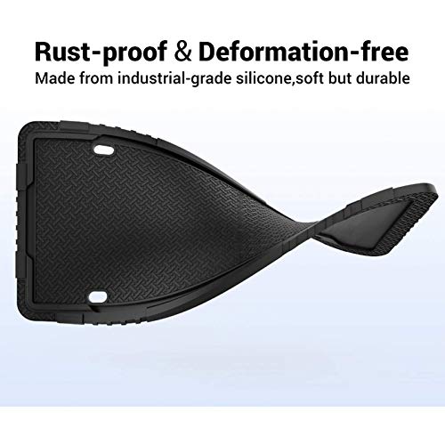 LOFTEK Silicone License Plate Frames - 2 Pcs Car License Plate Frames with Stainless Steel Screws - Black