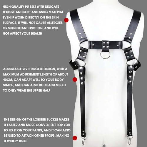 Fashion Belt for Men Leather Chest Harness Straps Adjustable Steampunk Gothic Shoulder Belt for Costume Halloween Parties4