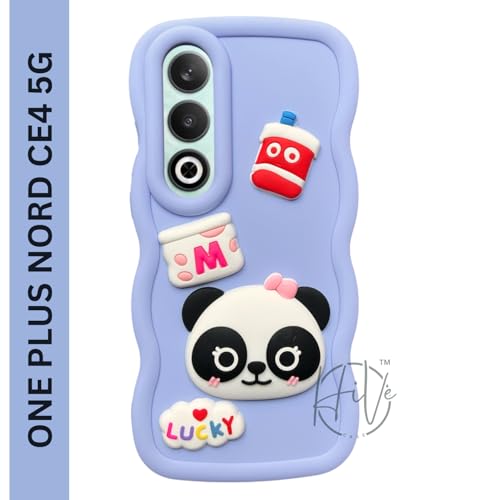 Image of Fancy Back Cover for Oneplus Nord CE4 5G Cute Panda 3D Cartoon Silicone Phone Case (Purple)