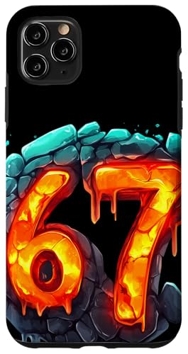 67 Fire and Lava Six Seven | Gen Alpha Slang | Meme スマホケース iPhone 11 Pro Max 用