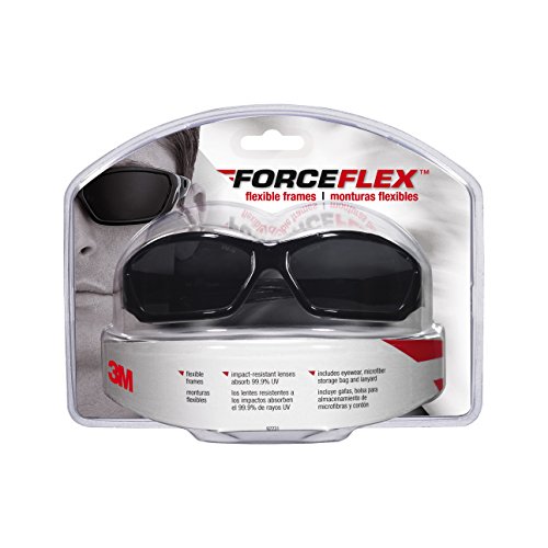 3M ForceFlex 92231-80025 Flexible Safety Eyewear with Gray Lens and Black Full Frame