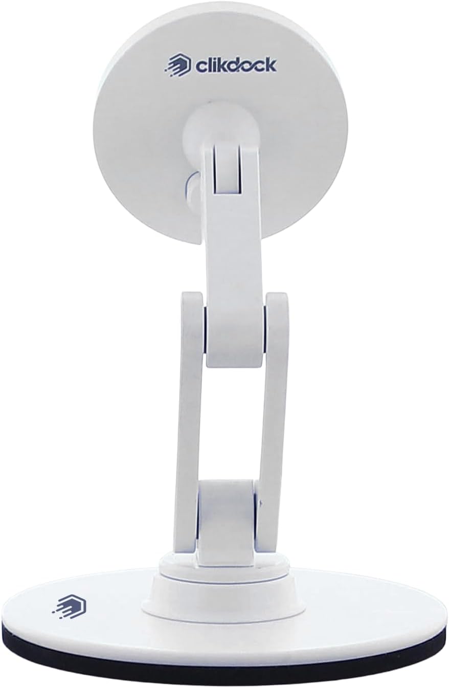 ClikDock Cell Phone Magnetic Wireless Charger Stand, 360° Spin, Aluminum Construction, Compatible with MagSafe Phones for iPhone & Andriod (White)