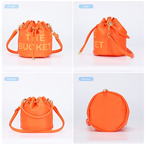 Image of JQAliMOVV Mini Leather Bucket Bags for Women Drawstring Bucket Purse Crossbody Handbags Hobo Bag
