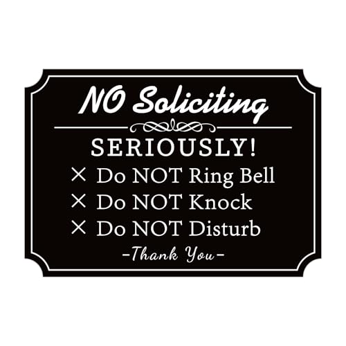 Image of No Soliciting Sign for Front Door,Self-Adhesive Elegant Do Not Knock or Ring Doorbell No Soliciting Sticker for Home, No Solicitors Sign for Doorbell, House Door, Home, Office 6.3''x4.3''