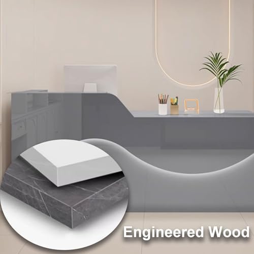 Reception Desk for Spaces with Lockable Drawer, Compact Office Counter Desk Counter Modern Front Lockable Drawers,Elegant Reception Desk with Drawers & LED Lighting Ideal for Living Rooms &
