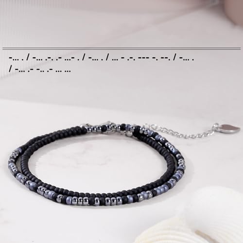 Image of Btysun Inspirational Morse Code Bracelets for Women Men Teen Girl Gifts Best Friend Birthday Gifts for Him Her Adjustable Layered Secret Message Sister Bff Girfriend Sister Christmas Jewelry