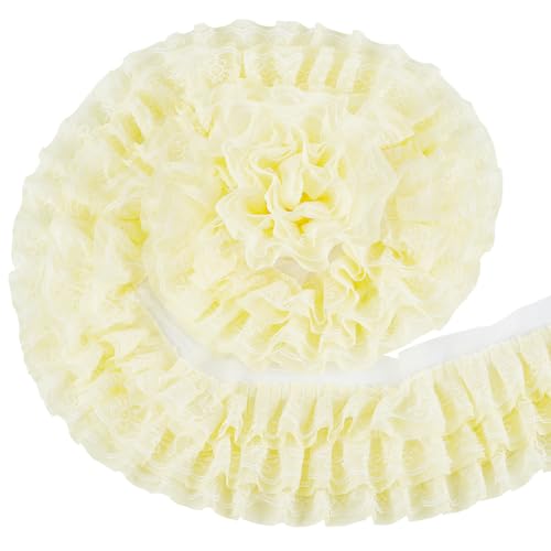 BENECREAT 2.5Yards 3-Layer Ruffle Lace Pleated Trim