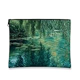 Serene - Neceser cosmético, organizador de maquillaje artístico reflectante de naturaleza verde para mujer, bolsa portátil de lona con cremallera, regalo de verano, bolsa de aseo para el cuidado de la