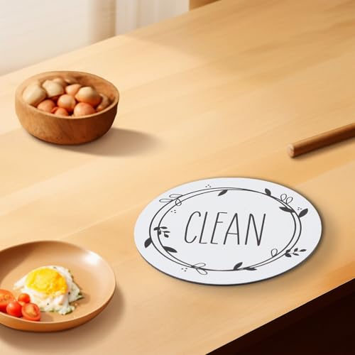 Hoppipola Imán reversible para lavavajillas Clean Dirty, 9 cm para letrero indicador redondo con fuerte sujeción, estado abatible para electrodomésticos de cocina, negro y azul (negro)
