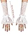Avidlove Women Fingerless Lace Gloves Ruffle Bow Lolita Wrist Gloves Costume for Cosplay Wedding Opera Evening Tea Party