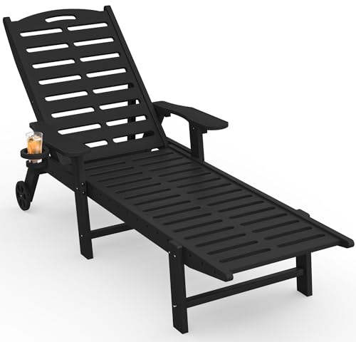Ciokea Outdoor Chaise Lounge Chair, 5-Position Adjustable, Black