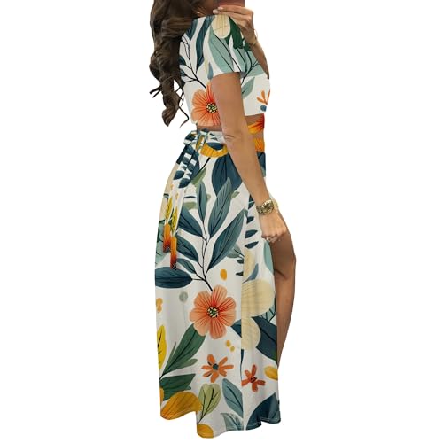 Image of MESLIMA Two Piece Dresses Sets for Women Summer Boho Maxi Dresses
