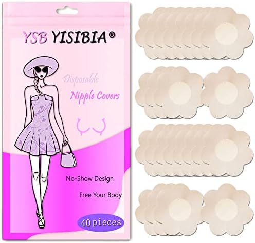 YISIBIA 40 Pieces Nipple Covers For Women Disposable Self-Adhesive Nipple Pasties Petals Stickers Breast Pasties