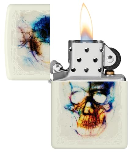 Image of Zippo Skull Print Design Glow in The Dark Matte, Windproof Pocket Lighter, Without Fuel and Gas