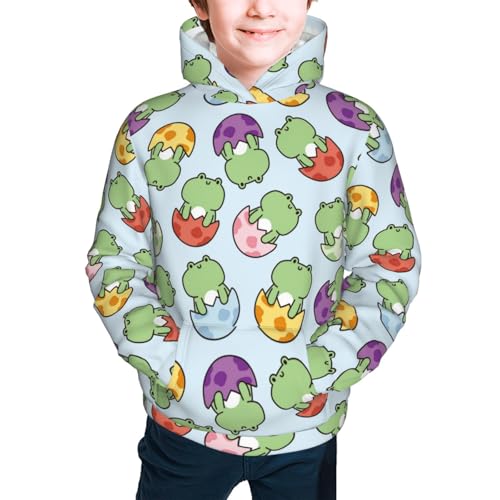 Cute Frog in Egg Kids Pullover Hoodies Boys Sweatshirts Girls Athletic Clothes with Pocket2