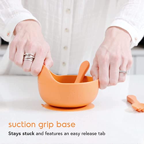 Quark Feedi Baby Led Weaning Supplies - 5-Piece Silicone Baby Feeding Set - Toddler Plates And Bowls Set - Adjustable Silicone Baby Bib With Food Catcher & Baby Utensils - Microwave & Dishwasher Safe #TOP7