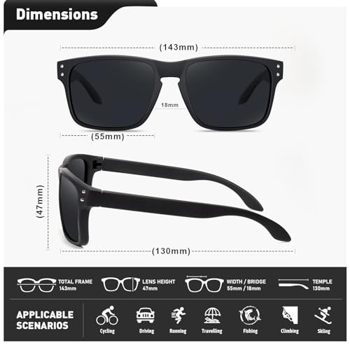 Polarized Sunglasses for Men and Women - Retro Square Style for UV Protection