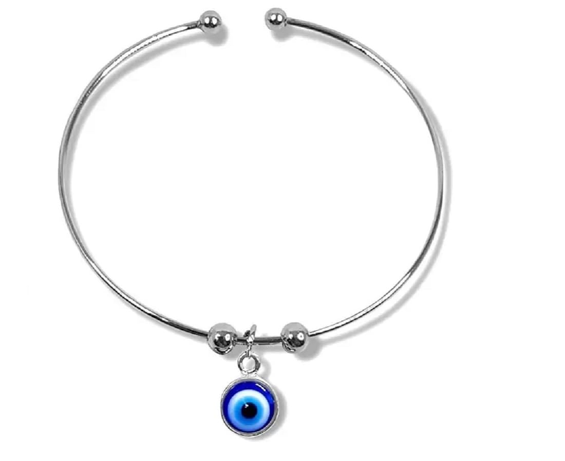 LIGAMENT Stainless Steel Round Moti Pearl Stone Hanging Latkan Evil Eye Nazariya Kada Bracelet Gift For Mens And Womens (B0CTX6HNCR) Amazon Price History, Amazon Price Tracker