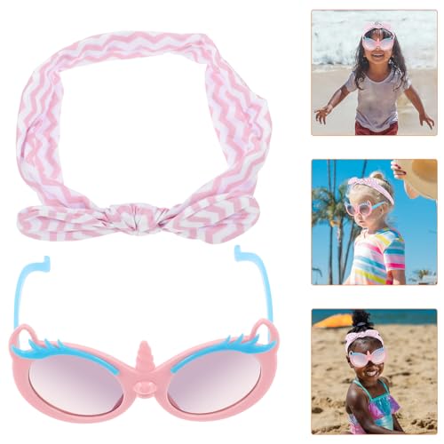 1set Boys and Girls Cartoon Sunglasses Decorative Hairband Soft Stretchy Headband and Uv Glasses for Outdoor Activities Parties and Travel4