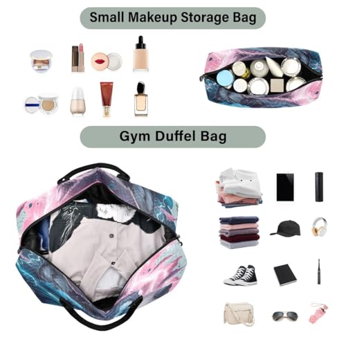 Wolf Cloud Animal Color Travel Duffle Bag Gym Bag Weekender Bags with Toiletry Bag Travel Trip Tote Bag4