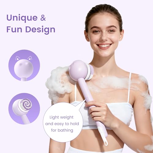 Brosse à récurer électrique rechargeable pour douche avec 2 têtes et 3 modes - 7
