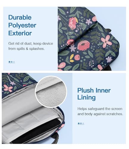 Image of MoKo 9-11 Inch Tablet Sleeve Bag Handle Carrying Case with Shoulder Strap Fits New 11-inch iPad Pro M5 /iPadAir M3, i-Pad 10th 10.9, iPad 9 /8 /7 10.2, i-Pad Air 5 /4th 10.9, Tab S8 /S9 11, Floral Indigo
