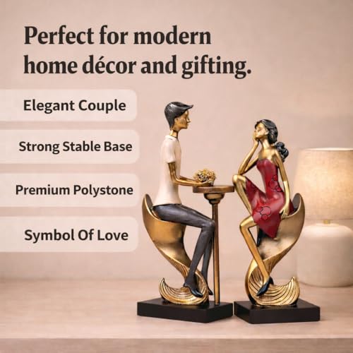 Image of ARMONIA Romantic Decorative Couple Figurine Set |Showpiece for Home Decor|Resin Statue| Elegant Sculpture for Anniversary,Valentine's Day,Wedding&Gift Items 26cm