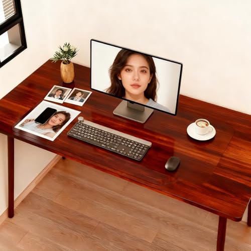 Protector de escritorio transparente con bordes redondeados, mantel protector de ordenador de PVC transparente, resistente al calor, impermeable, antideslizante, para oficina y hogar, 1 mm