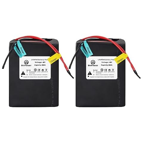 BtrPower 48V 20AH Ebike Battery LiFePO4 Battery with 3A Fast Charger 40A BMS for 250W 350W 500W 750W 1000W 1200W 1500W Motor Cover