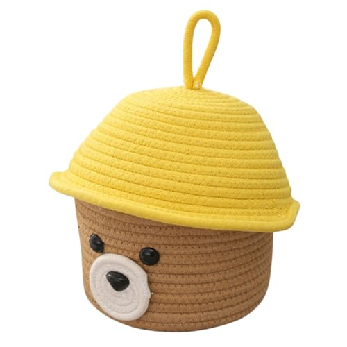 ERINGOGO 雑貨 バスケット 漫画 ぬいぐるみ 蓋 編み物 折りたたみ式 バスケット 保育 ロープ かわいい コットン オーガナイザー 収納 抱きしめたくなる 整理整頓 生地 A クマ 動物 コットン ロープ