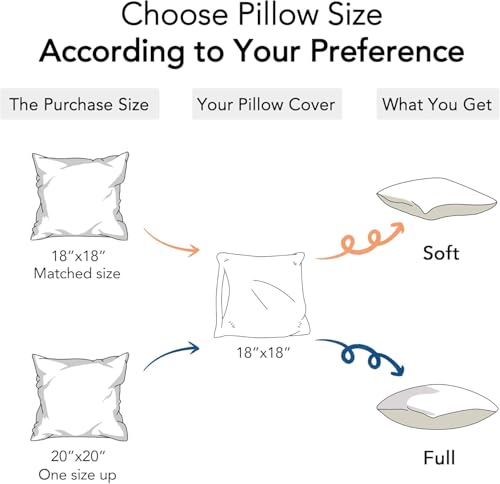 Image of FAVRIQ 30 x 30 Pillow Inserts - Firm and Fluffy Decorative Square Sofa Throw Pillow with 100% Cotton Cover - Down Alternative Pack of 2
